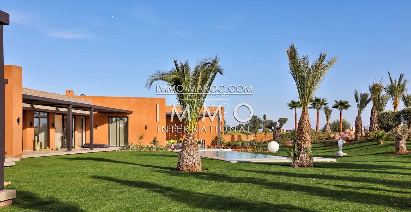 Villa contemporain, premiere ligne de golf marrakech