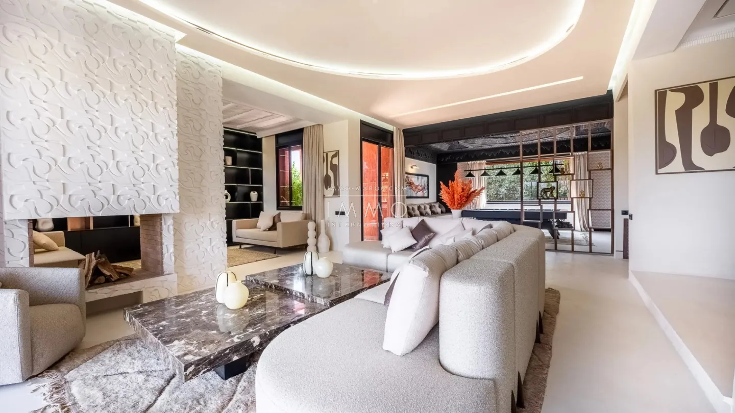 Villa à vendre golf amelkis – 6 suites – 700 m² – terrain 1 200 m² – rénovée – spa cinéma cave – vue atlas