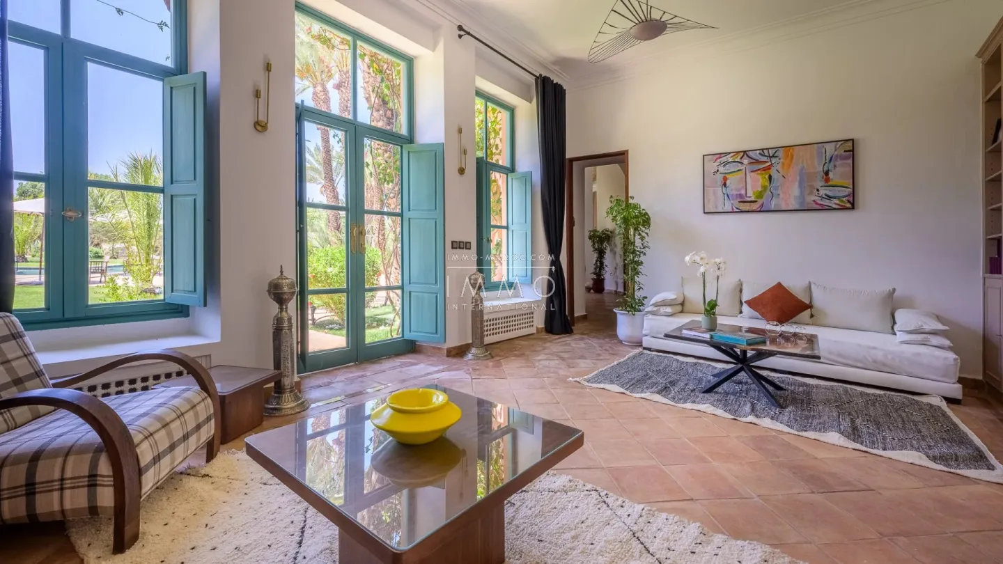 Villa à vendre palmeraie – 9 suites – 1 300 m² – terrain 1,5 ha – architecte charles boccara – salle sport & spa