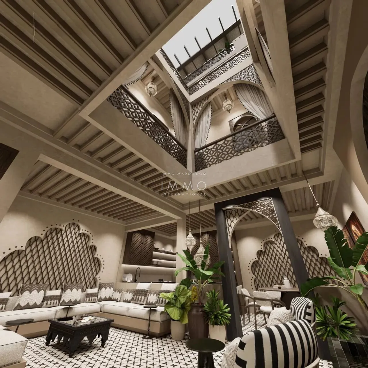 Riad à vendre – arset azoual – 4 chambres – livraison 6 mois – vue koutoubia/atlas/dar el bacha – piscine chauffée rooftop – maison d'hôtes possible