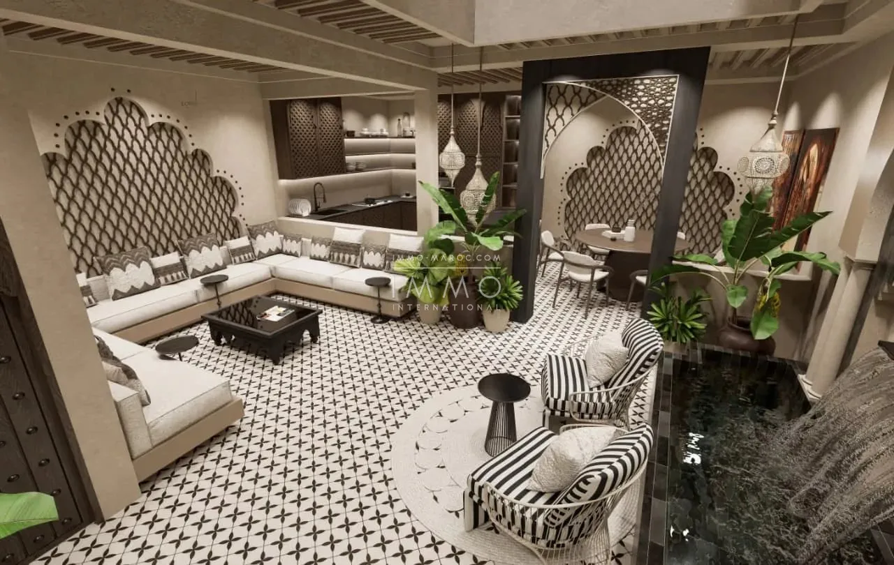 Riad à vendre – arset azoual – 4 chambres – livraison 6 mois – vue koutoubia/atlas/dar el bacha – piscine chauffée rooftop – maison d'hôtes possible