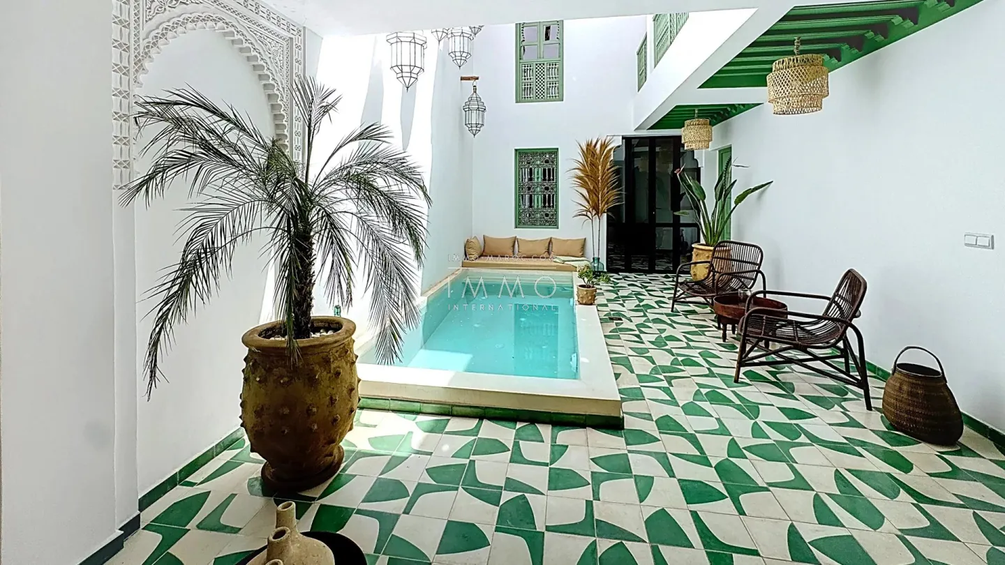 Riad à vendre – kasbah – 3 chambres – beldi chic – piscine – titré – meublé clé en main