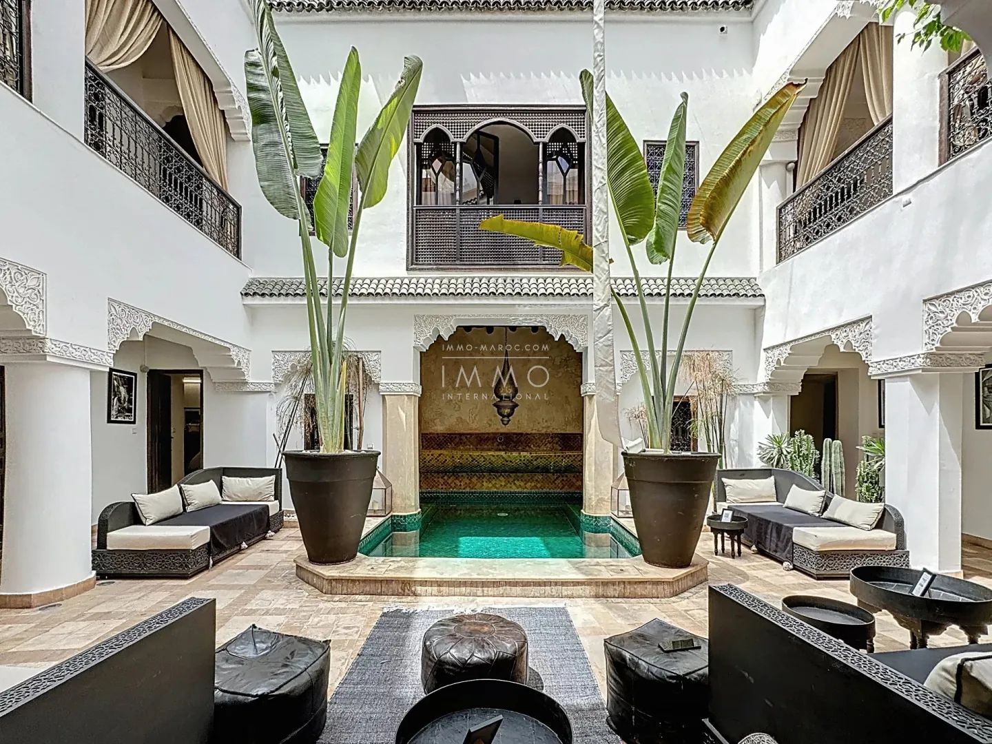 Riad à vendre – bab doukkala – 7 chambres – maison d'hôtes beldi chic – bassin chauffé – spa & hammam – potentiel hôtelier