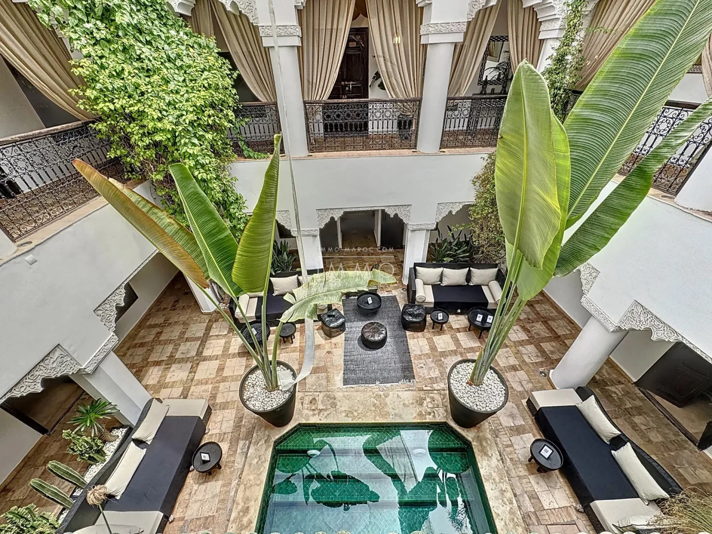 Riad à vendre – bab doukkala – 7 chambres – maison d'hôtes beldi chic – bassin chauffé – spa & hammam – potentiel hôtelier