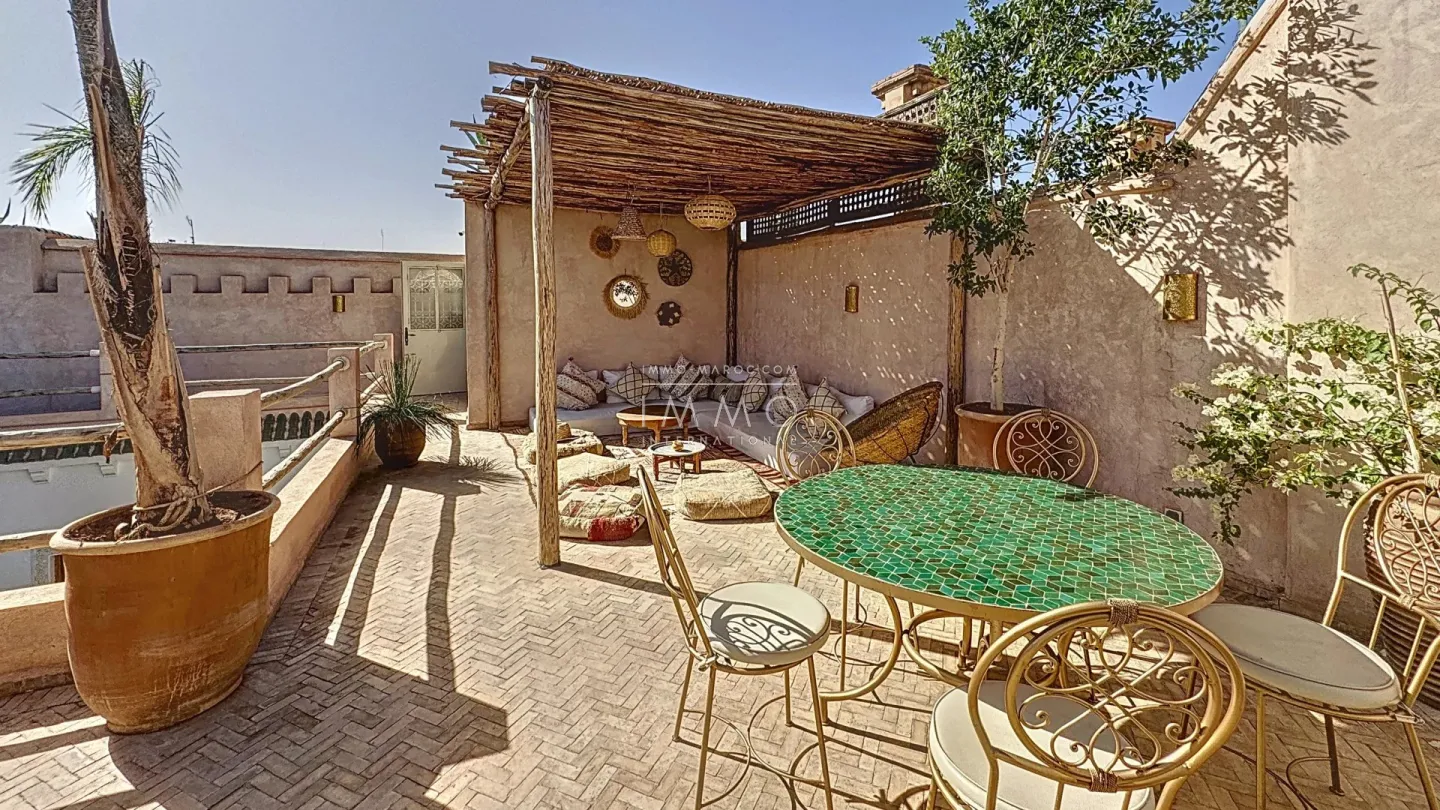 Riad à vendre – dar el bacha – 6 chambres – maison d'hôtes boho chic en activité – piscine chauffée – rooftop vue panoramique – maison d'hôtes possible