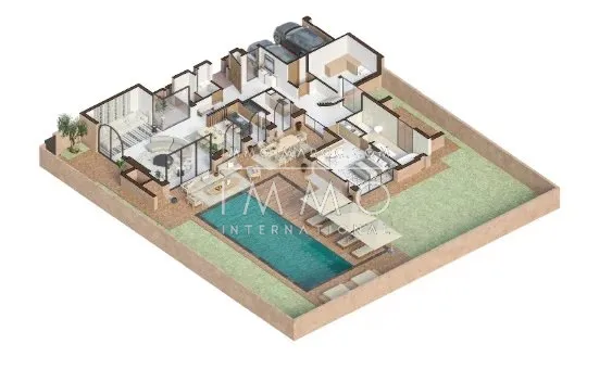 Villa à vendre route de l'ourika – 4 suites – 450 m² – terrain 750 m² – architecture pisé – domaine sécurisé 30 villas