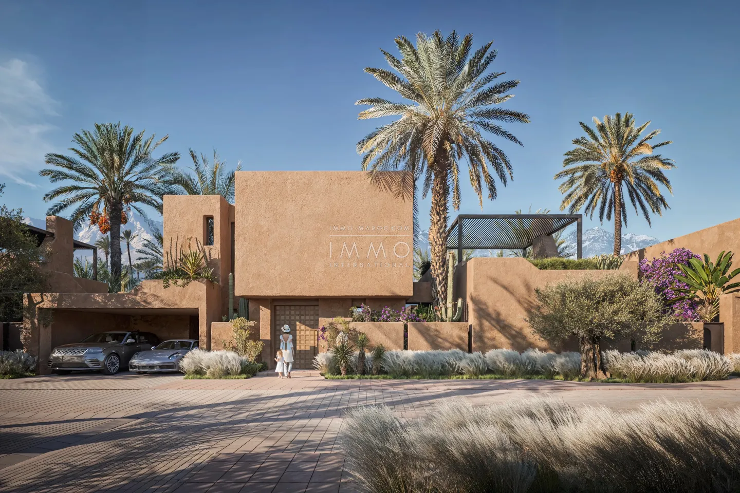 Villa à vendre route de l'ourika – 4 suites – 450 m² – terrain 750 m² – architecture pisé – domaine sécurisé 30 villas